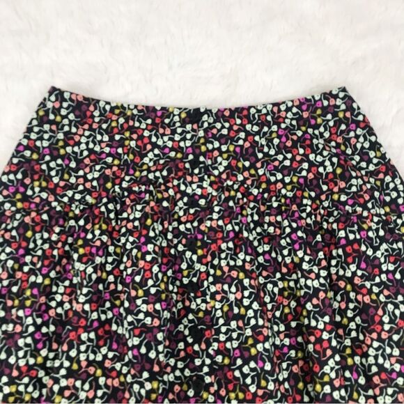 JOIE Button Front Black Floral Print Cotton Midi Skirt Fit & Flare Size 14 New - Picture 5 of 12